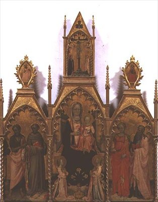 Madonna a dítě na trůnu se svatými (tempera na panelu) od Rossello di Jacopo Franchi