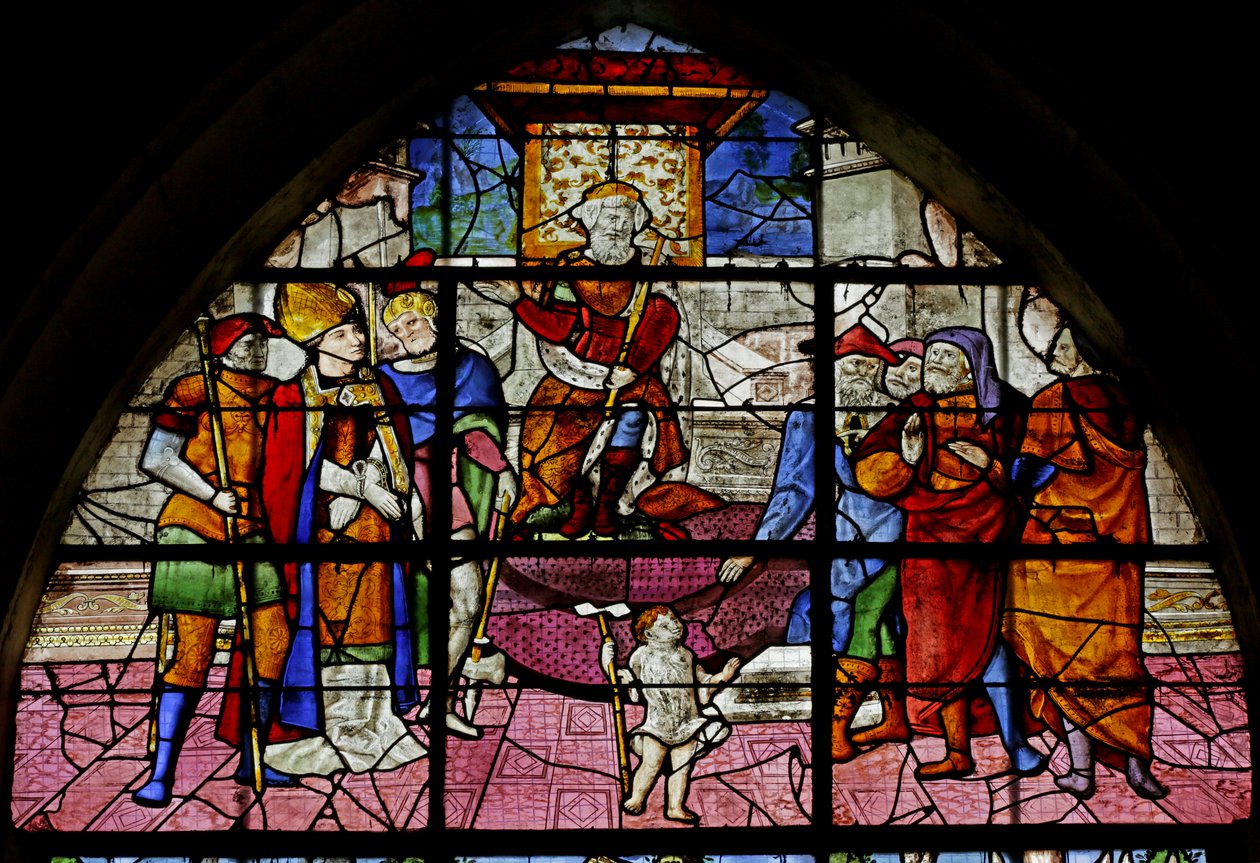 Okno zobrazující svatého Denise před prokonzulem Fescenniem, detail 2921672, 1530-40 od Rouen School