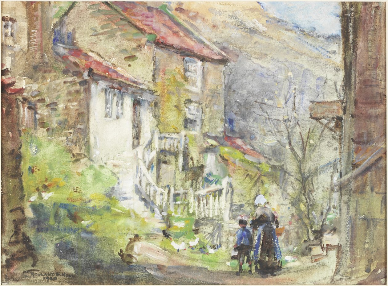 A Runswick Cottage (akvarel a tělová barva na papíře) od Rowland Henry Hill