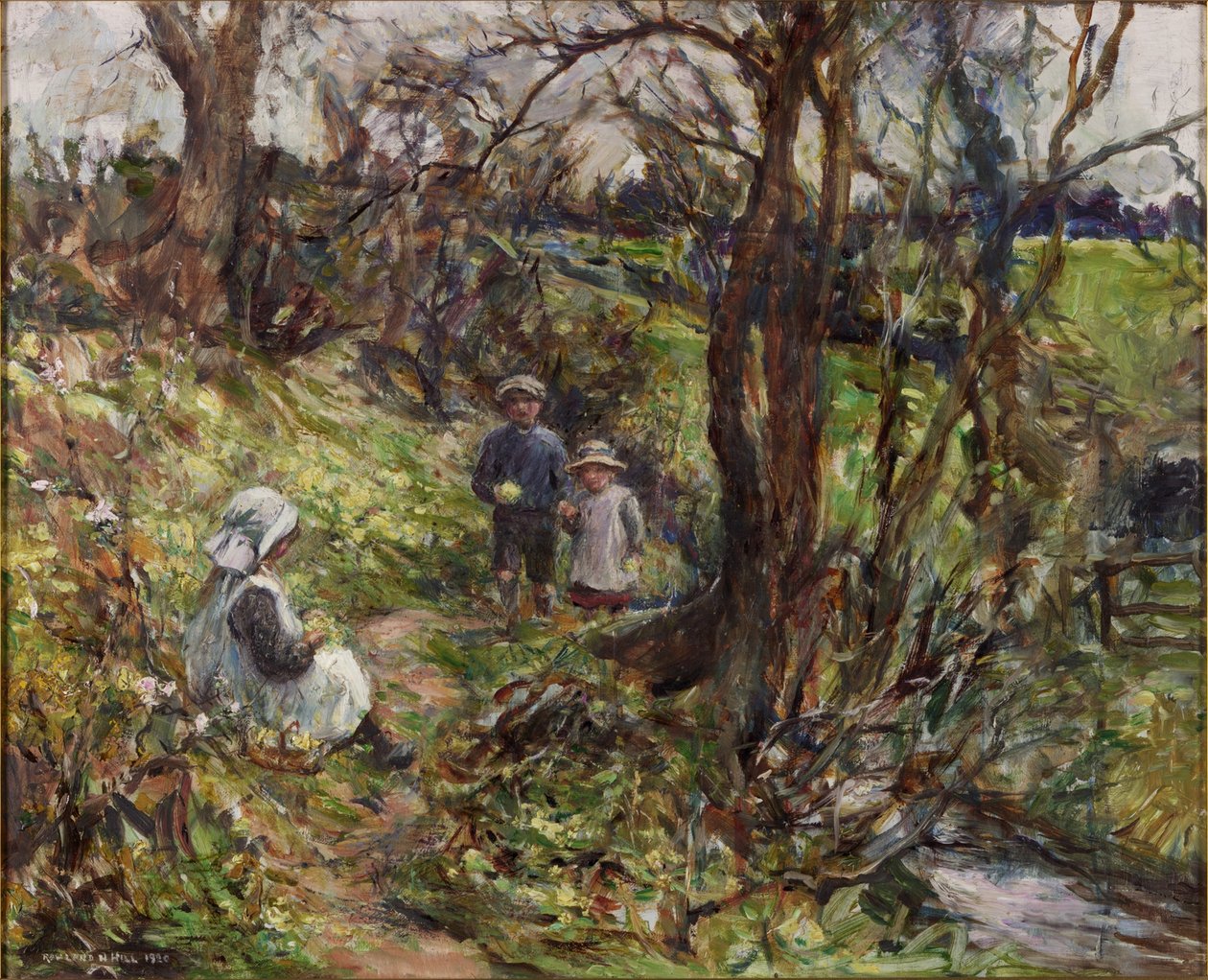 The Primrose Gatherers (olej na plátně) od Rowland Henry Hill