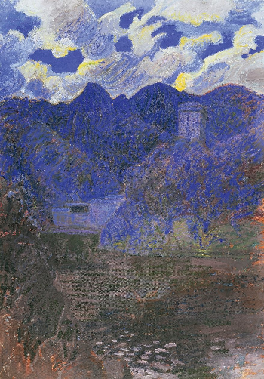 Úsvit jara v San Fruttuoso, Rubaldo Merello (1872-1922), olej na plátně, 98x69 cm. Itálie, 20. století. od Rubaldo Merello
