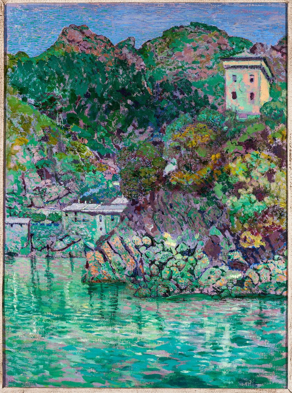 Pohled na San Fruttuoso, poblíž Camogli (olej na plátně od Rubaldo Merello