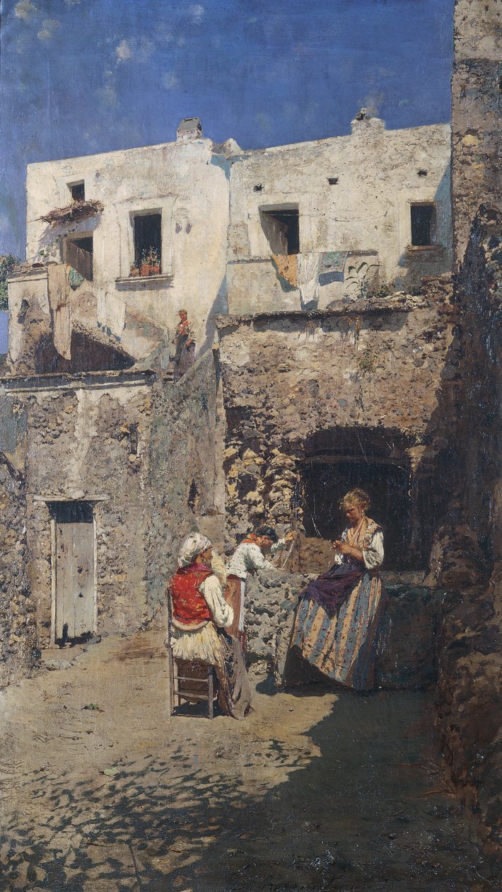 Slunce, Rubens Santoro (1859-1942), olej na panelu. Itálie, 20. století. od Rubens Santoro