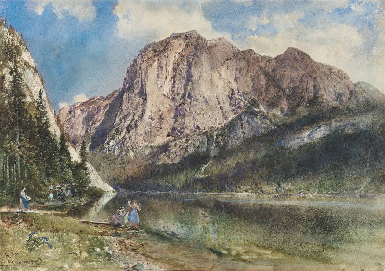 Jezero Altaussee a tvář Mount Trissel od Rudolf von Alt