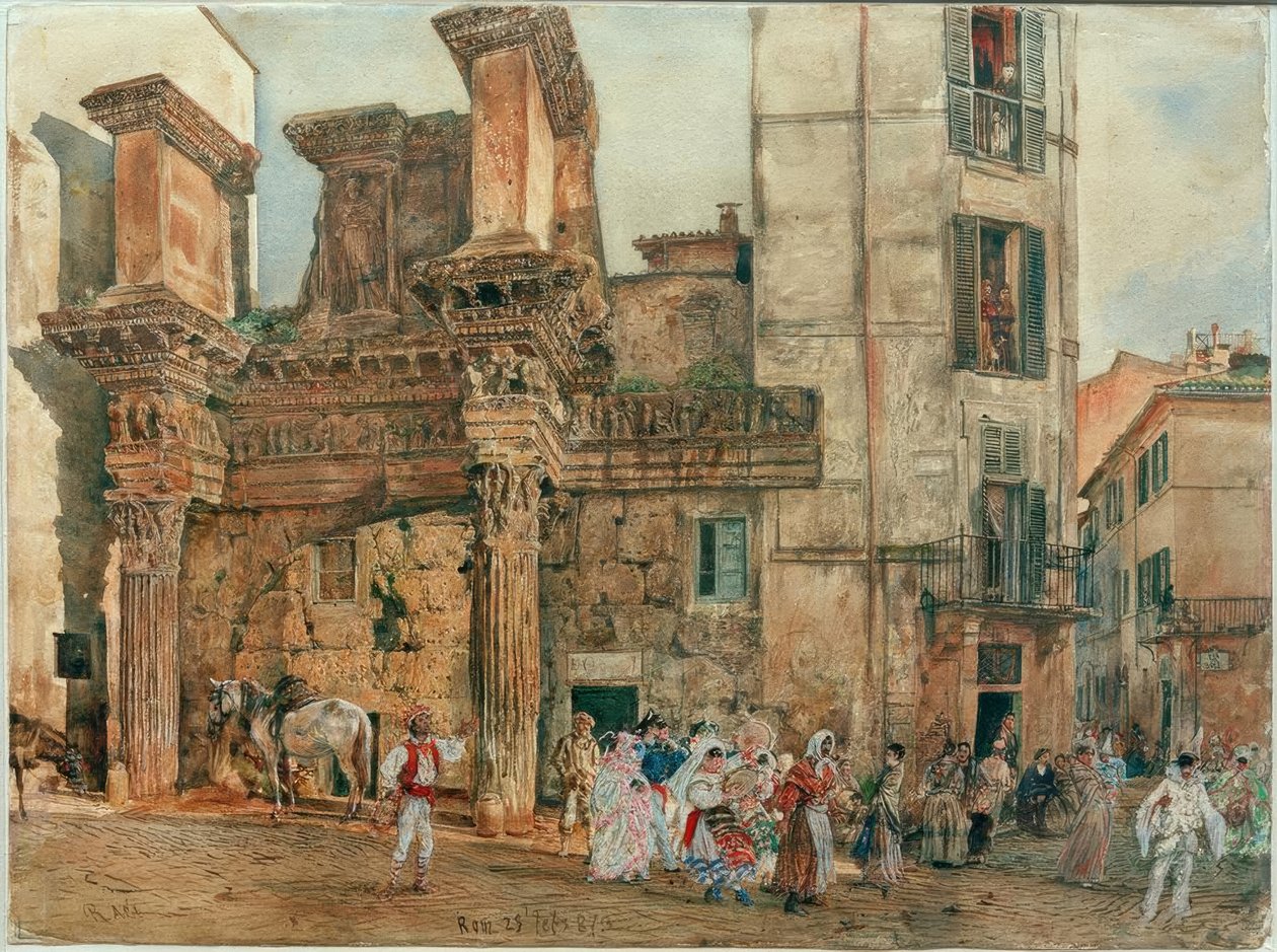Falešný portikus Nervafora v Římě s karnevalovou scénou od Rudolf von Alt