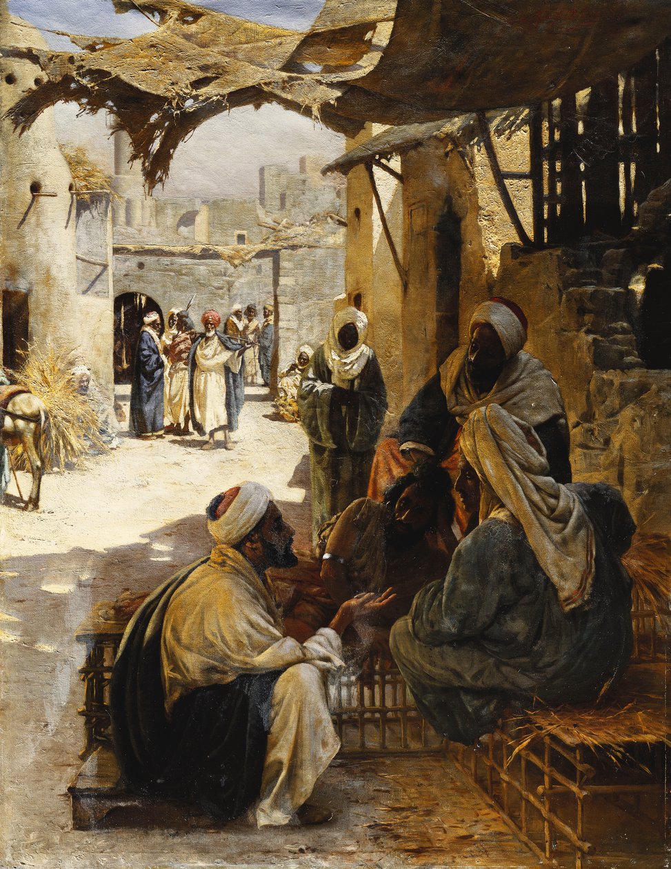 Arabové konverzující ve vesnické ulici, 1894 od Rudolf Der G. Swoboda