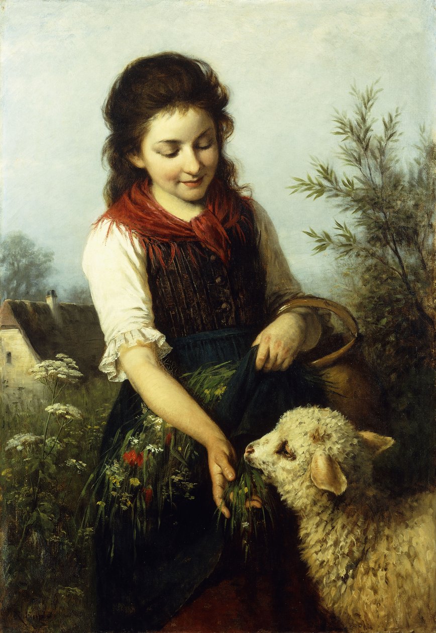 Krmení beránka, od Rudolf Epp