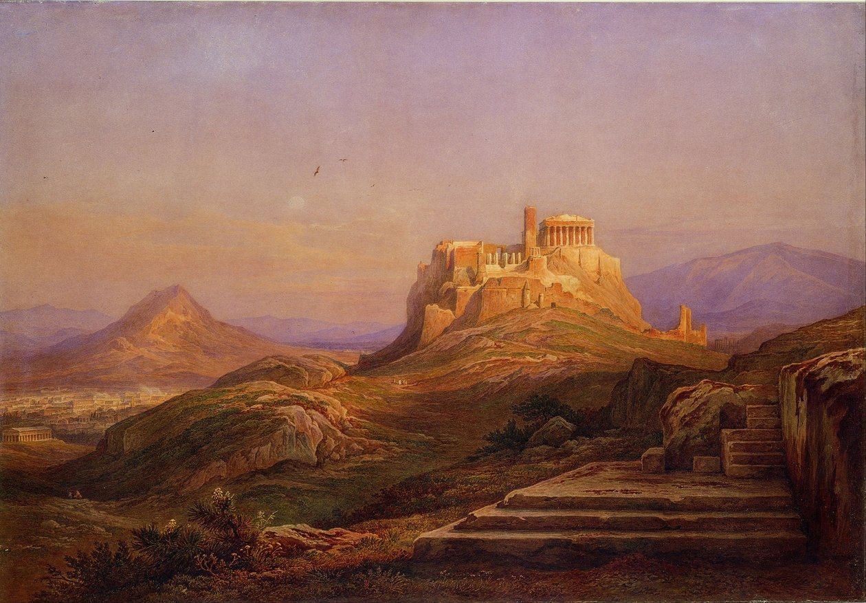 Pohled na Akropoli z Pnyx, 1863 od Rudolf Müller