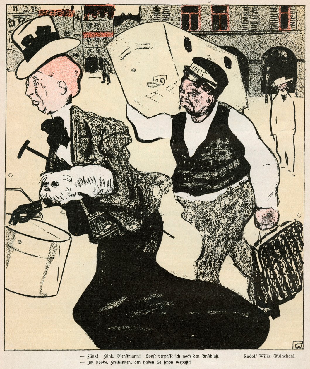 "Dáma a vrátný", 1898 od Rudolf Wilke