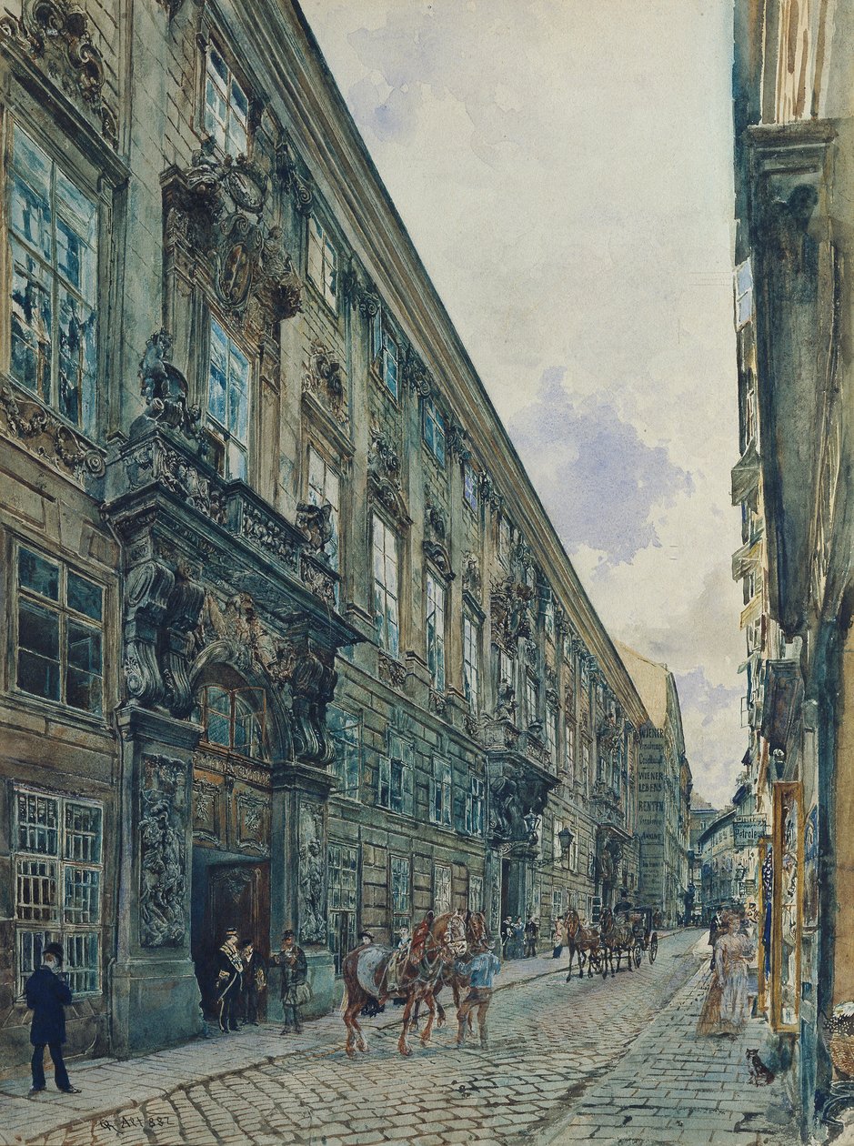 Zimní palác prince Evžena Savojského na Himmelpfortgasse ve Vídni od Rudolf von Alt