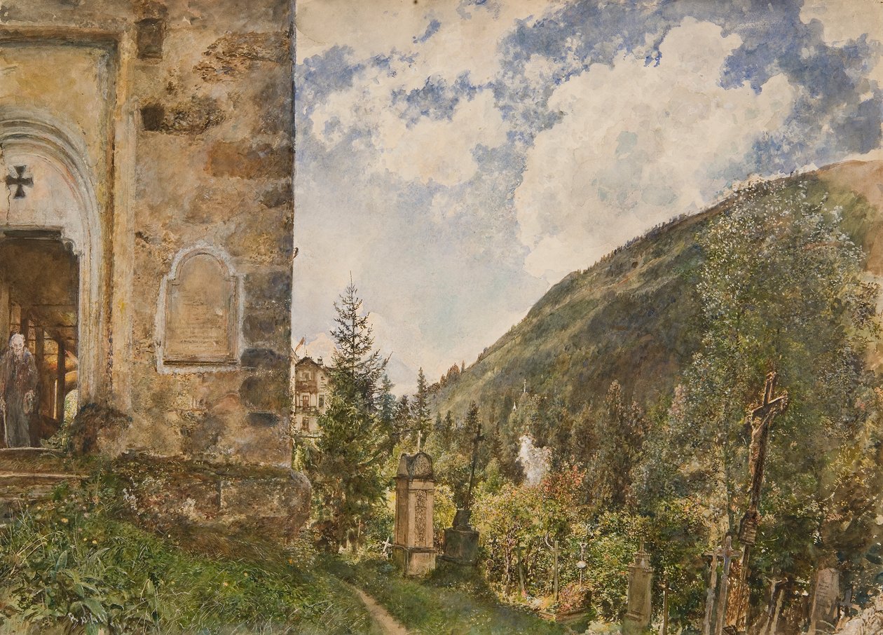 Hřbitov v Gasteinu od Rudolf von Alt