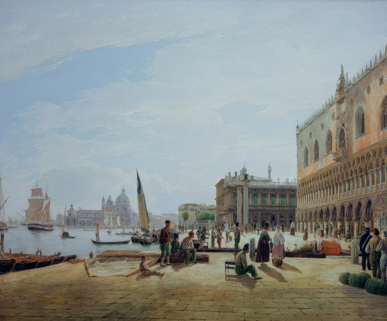 Die Riva degli Schiavoni mit dem Dogenpalast od Rudolf von Alt