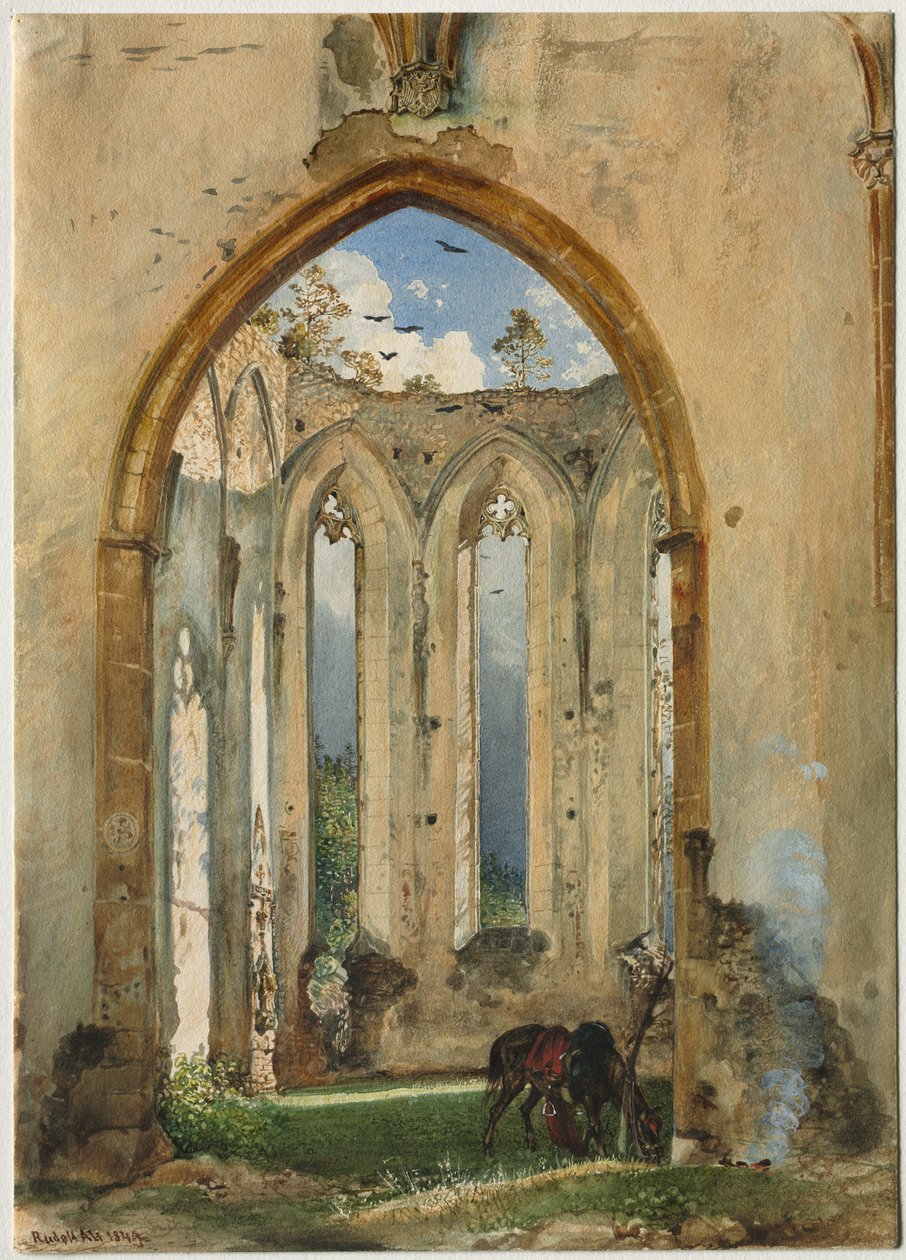 Zřícenina kostela, 1849. od Rudolf von Alt