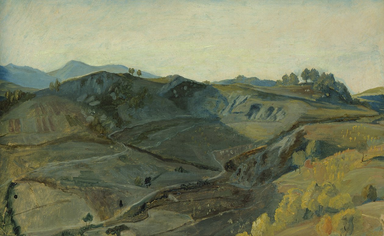 Drsné údolí v Itálii, kolem 1833-34 (olej na papíře připevněno na kartě) od Rudolph Friedrich Wasmann