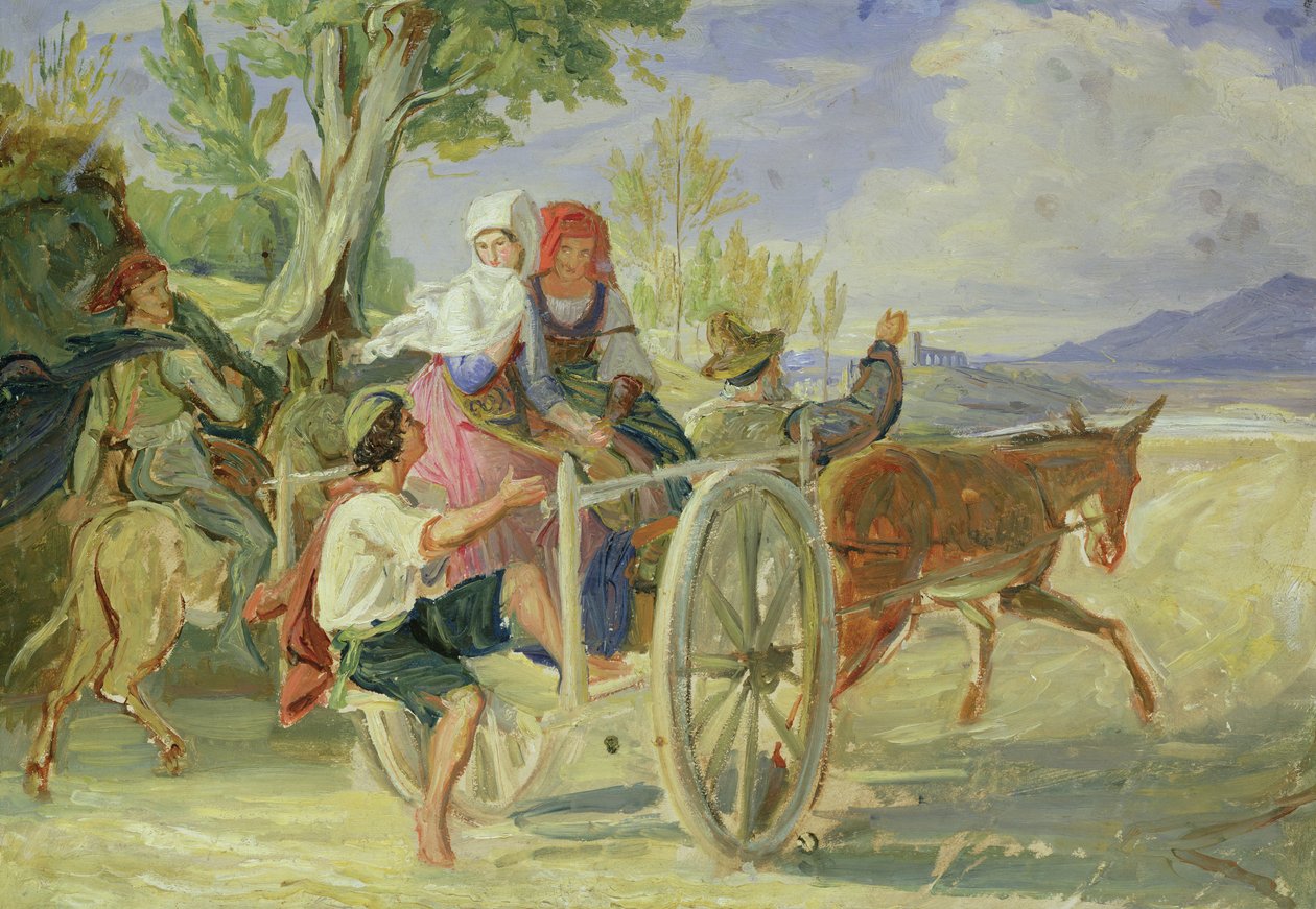 Italský vozík (olej na papíře položeném na kartonu) od Rudolph Friedrich Wasmann