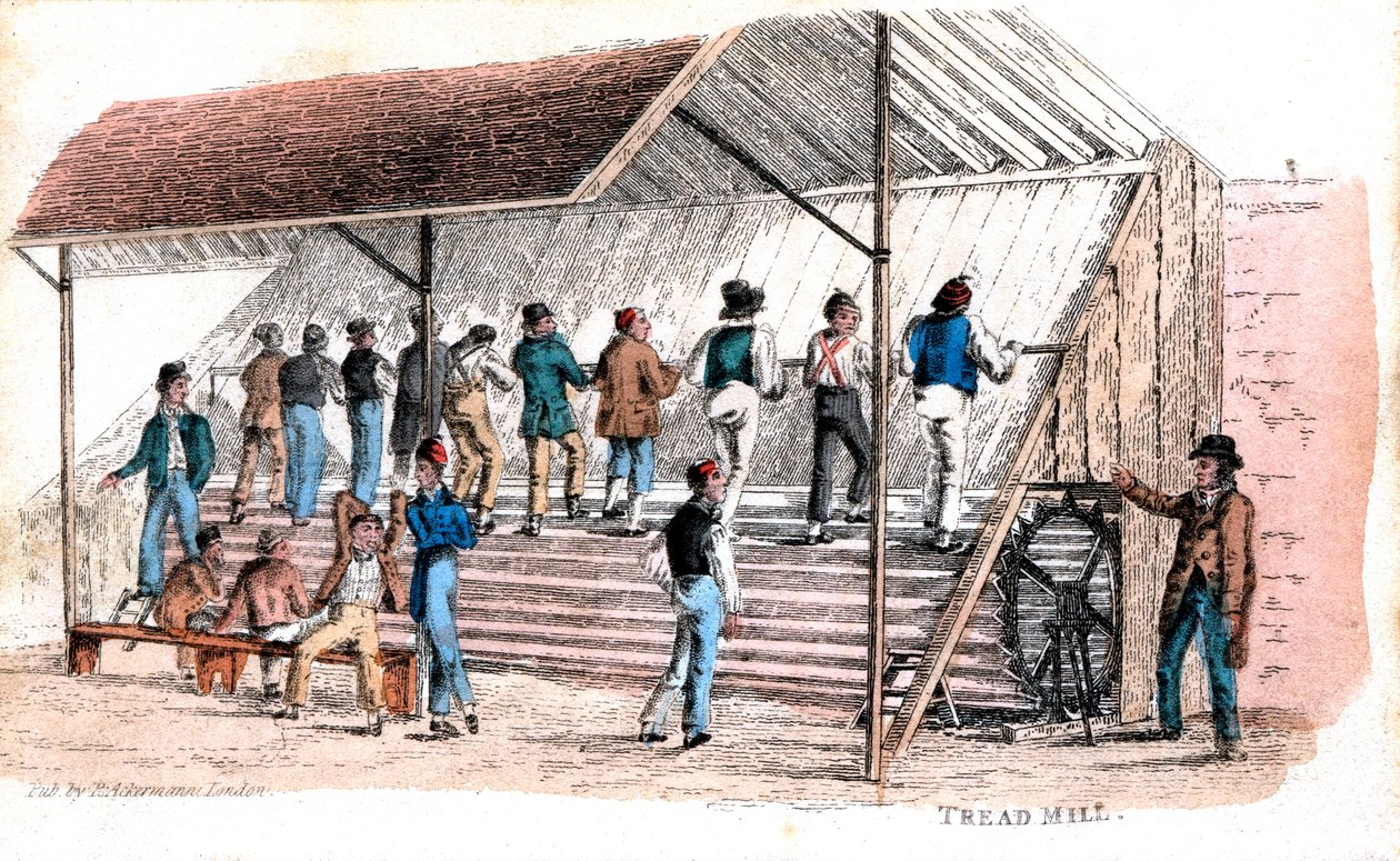 Běžecký pás ve věznici Brixton, Londýn, 1827 od Rudolph Ackermann