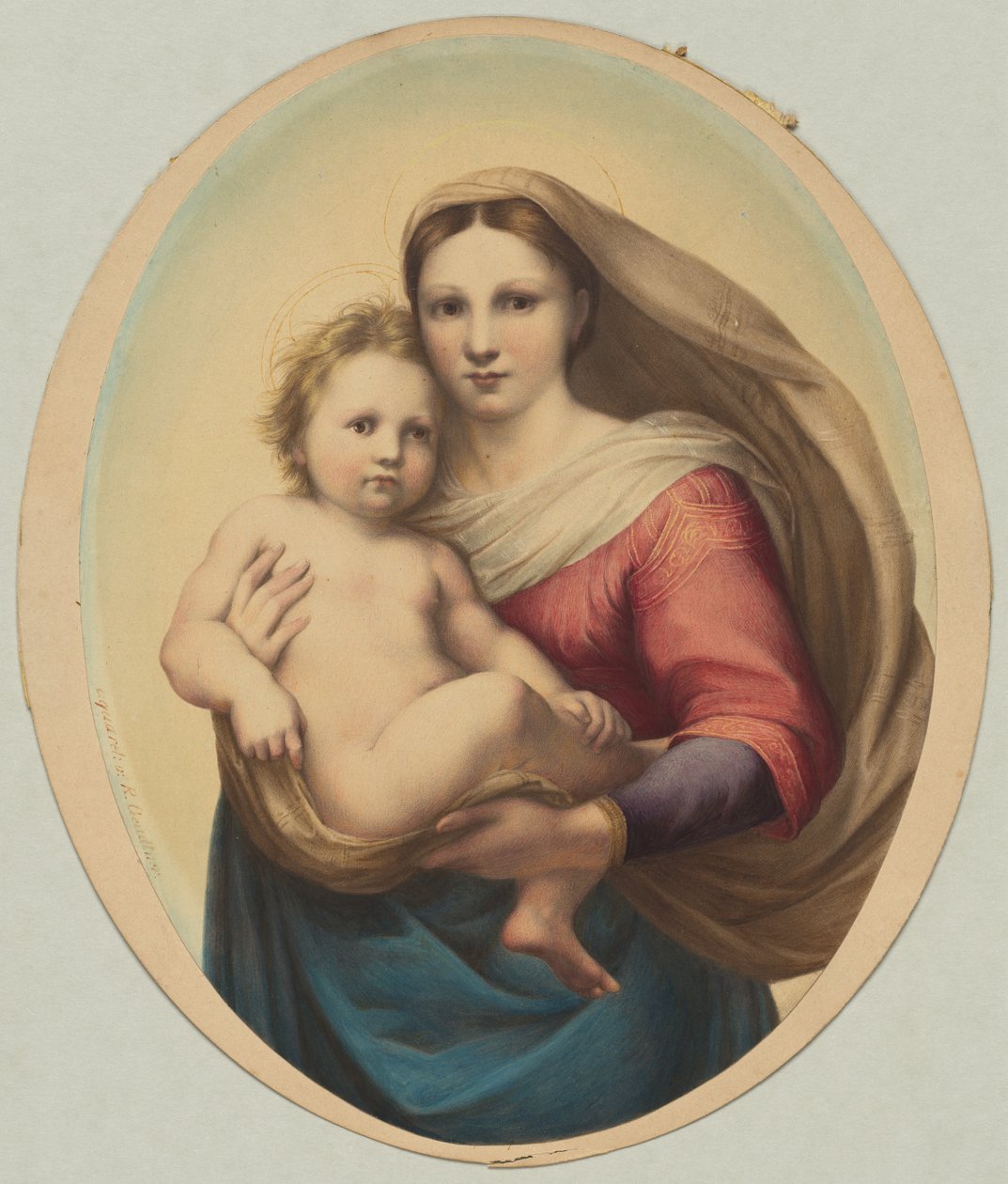 Kopie podle Raphaelovy Sixtinské Madony, 19. století. od Rudolph Geudtner