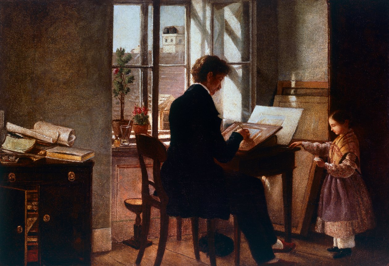 U okna, Rudolf von Alt (1812-1905), olej na plátně. od Rudolf von Alt