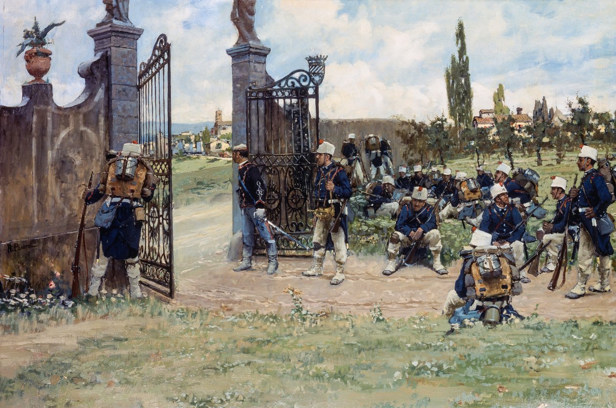 Manévry, Ruggero Panerai (1862-1923), olej na plátně, 78x131 cm od Ruggero Panerai