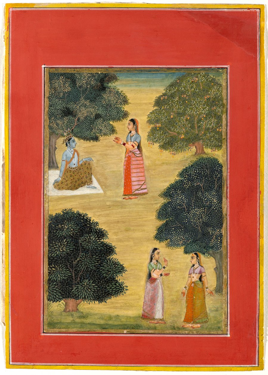 Krišna a Radha, 1684 (neprůhledné wc na papíře) od Ruknudin of Bikaner