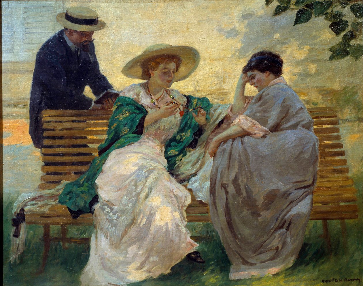 Good time: „The talk““ Skupina buržoazního čtení na lavičce od Ruperta Bunnyho (1864-1947) 1885 od Rupert Charles Wolston Bunny