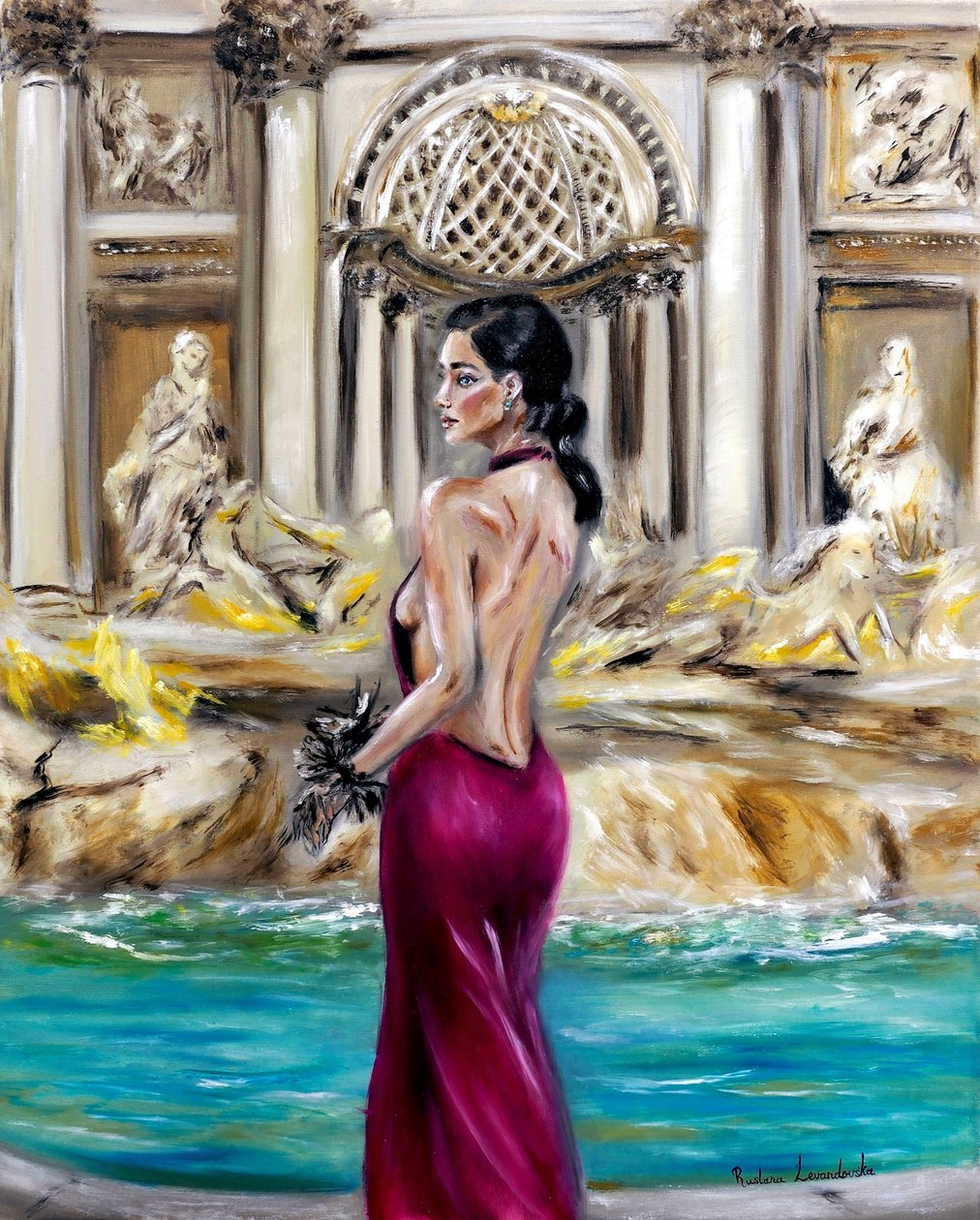U fontány di Trevi, 2022 (olej na plátně) od Ruslana Levandovska