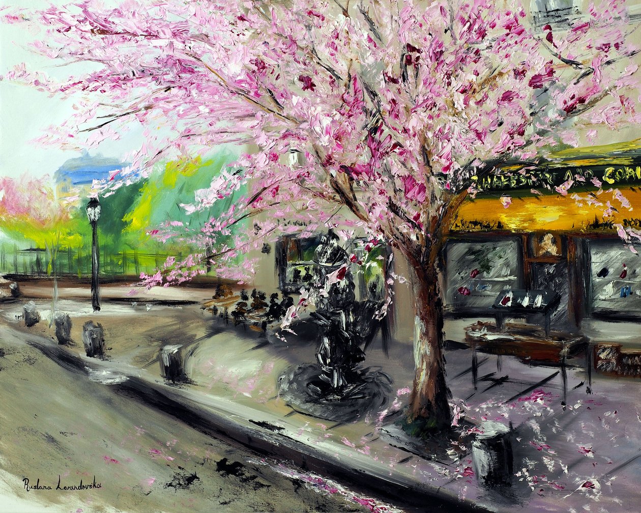 Cherry Blossoms by Shakespeare  Company Paris, 2021 (olej na plátně) od Ruslana Levandovska