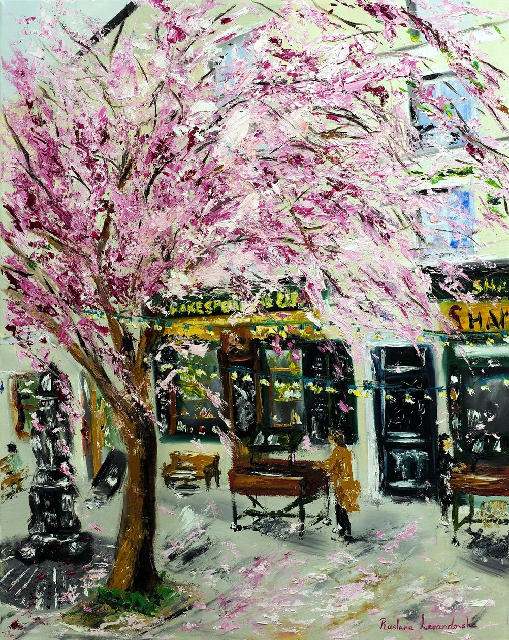 Cherry Blossoms by Shakespeare  Company Paris II, 2022 (olej na plátně) od Ruslana Levandovska