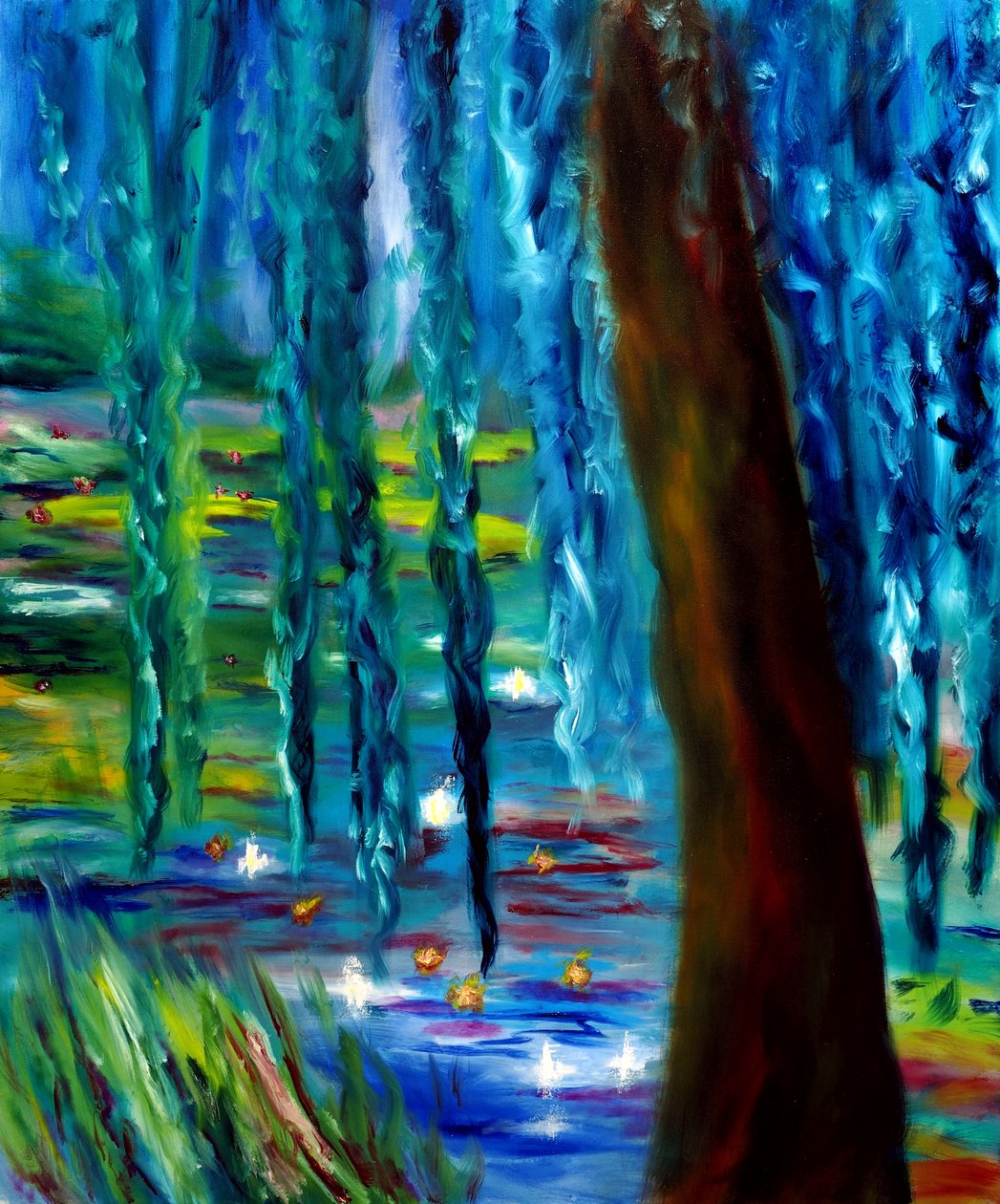 Monet Japonská zahrada v Giverny Pravý panel, 2024 (olej na plátně) od Ruslana Levandovska