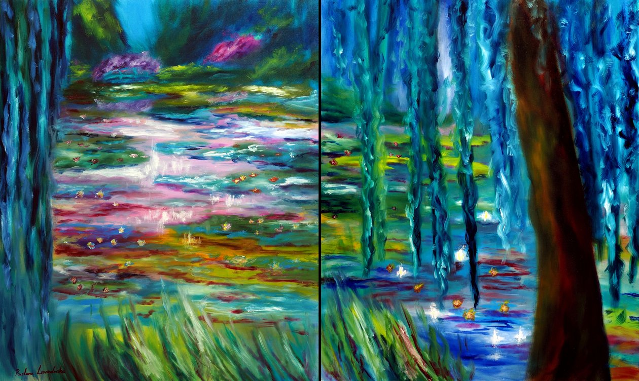 Monetův diptych Japonská zahrada v Giverny, 2024 (olej na plátně) od Ruslana Levandovska