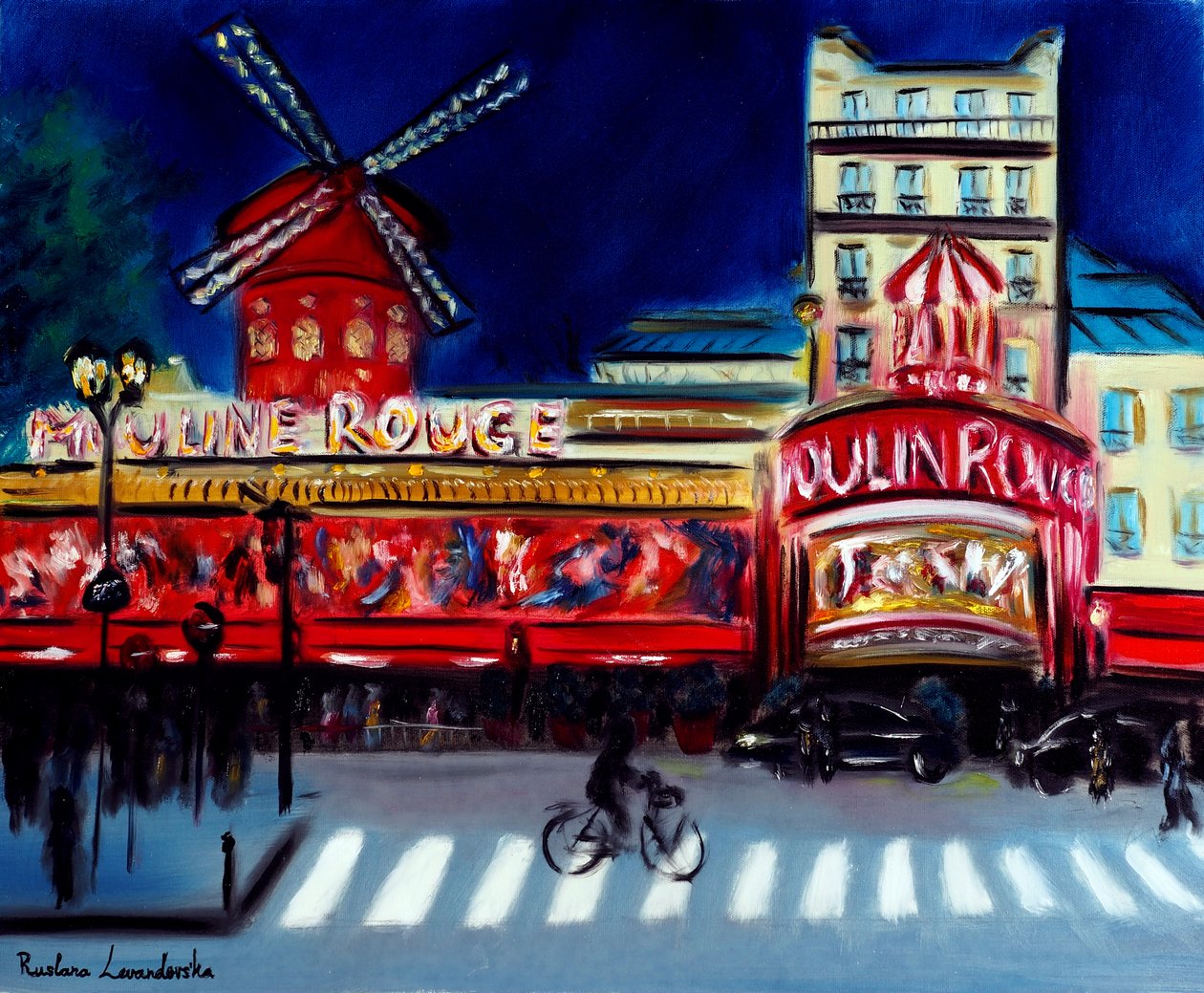 Moulin Rouge Večerní Paříž, 2024 (olej na plátně) od Ruslana Levandovska