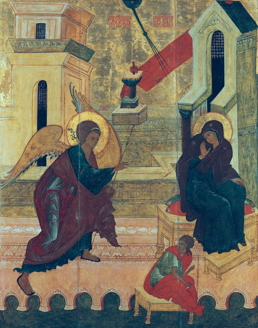Ikona znázorňující Zvěstování (tempera na panelu) od Russian School