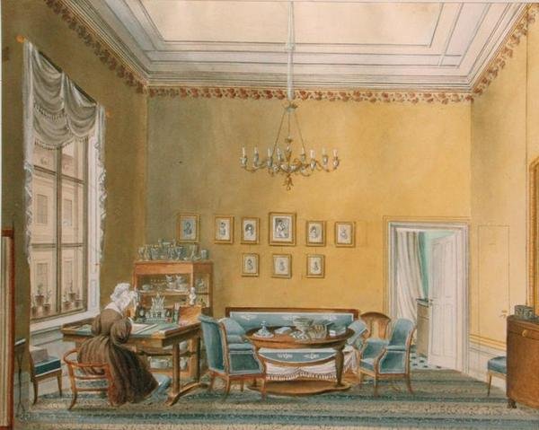 Interiér domu Boratynských v Moskvě, 30. léta 19. století od Russian School