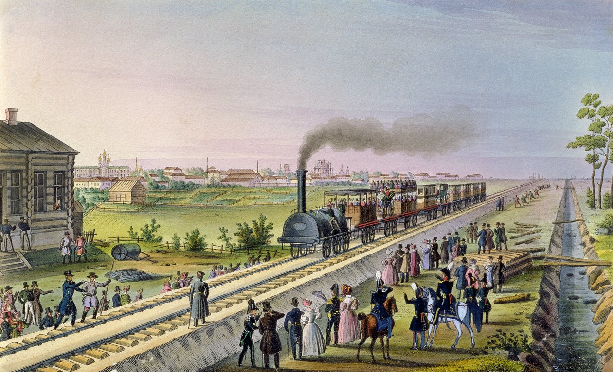 Otevření první železniční trati z Carského Sela do Pavlovska v roce 1837 od Russian School