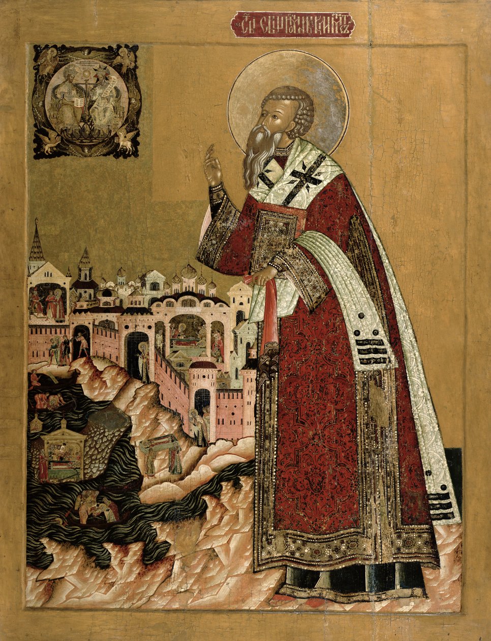Papež Klemens s výjevy ze svého života (tempera na desce) od Russian School