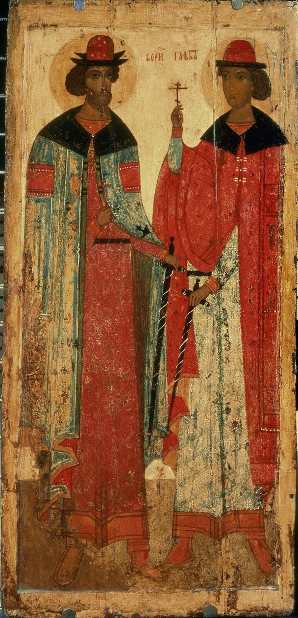 St. Boris a St. Gleb, Moskva, první polovina 14. století (tempera na panelu) od Russian School