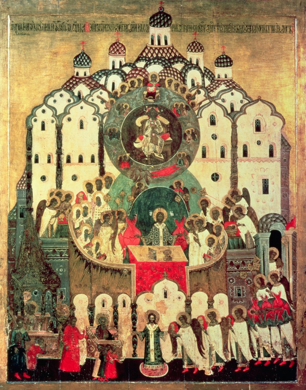 Shromáždění andělů (tempera na panelu) od Russian School