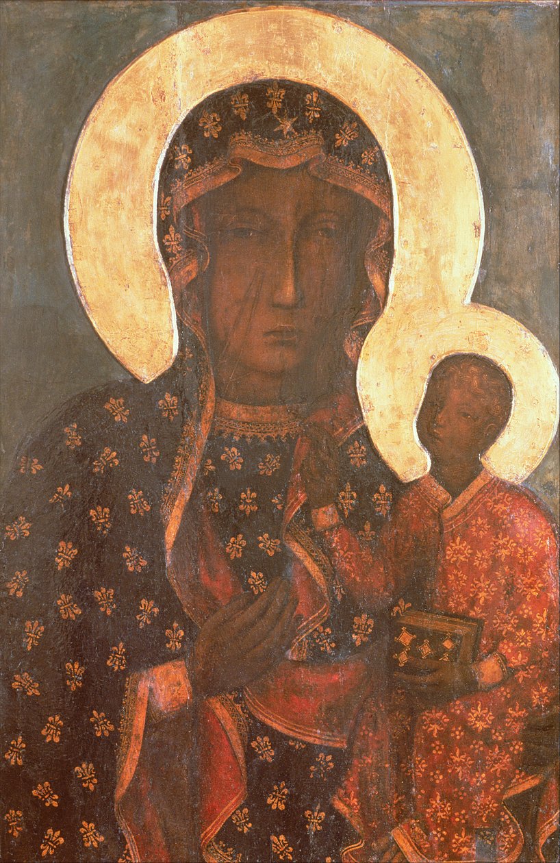 Černá Madona z Jasné Gory, byzantsko-ruská ikona (tempera na panelu) od Russian School