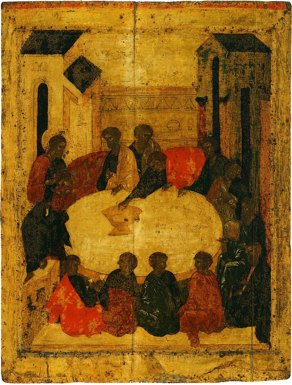 Poslední večeře (tempera a zlatý list na panelu) od Russian School