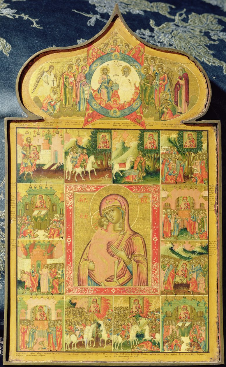 Panna Theodore Stratilates se zázraky, 1759 (vaječná tempera na dřevě) od Russian School