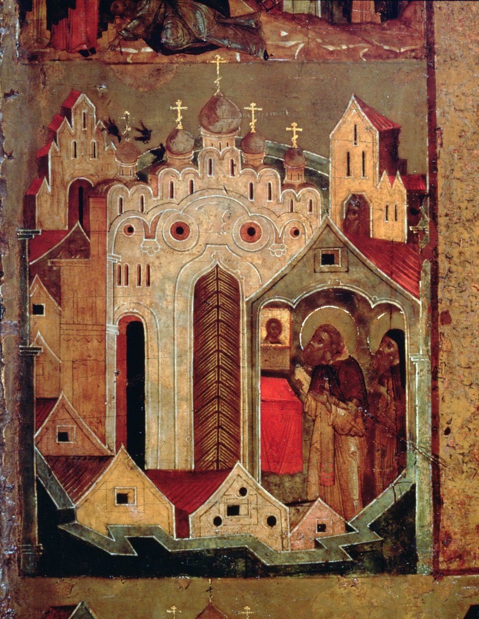 Vize svatého Sergia z Radoneše, 40. léta 17. století (tempera na panelu) (detail 140825) od Russian School