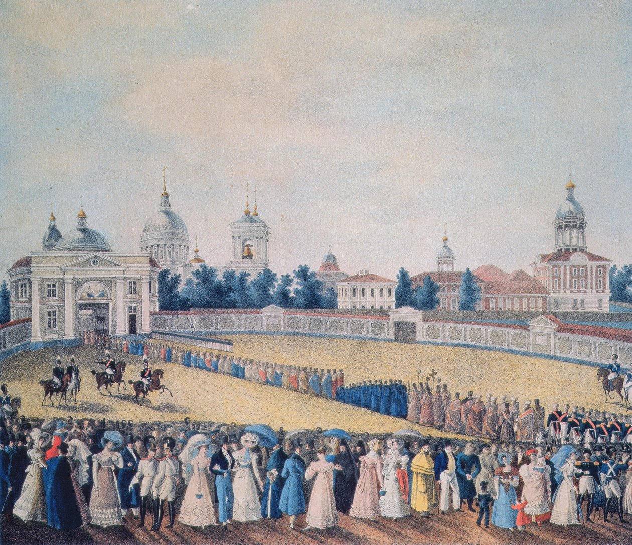 Návštěva Alexandra I. (1777-1825) v klášteře Alexandra Něvského, 1821 od Russian School