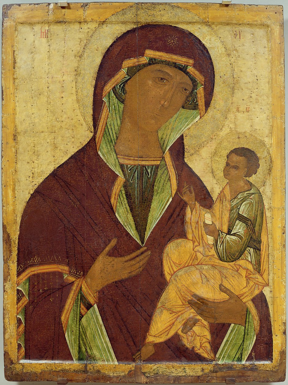 Panna a dítě, cca 1500 (tempera na panelu) od Russian School