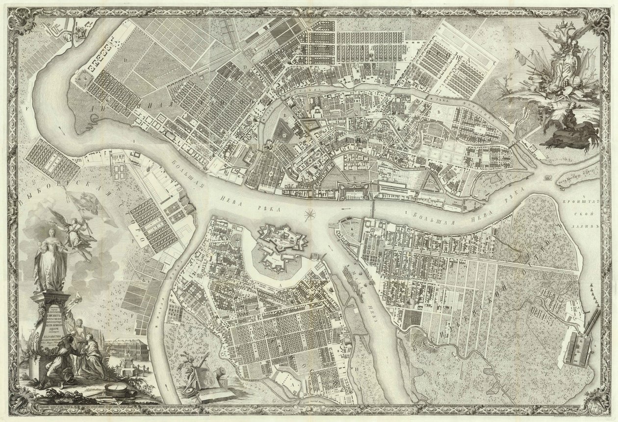 Mapa Petrohradu Kniha k 50. výročí založení Petrohradu, 1753 od Russian Master