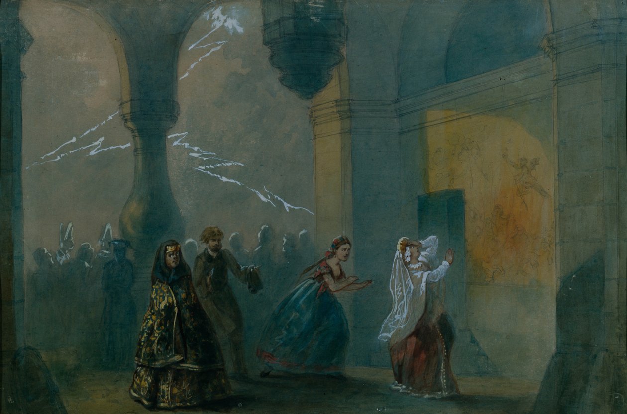 Scénografie ke hře Bouře od A. Ostrovského, polovina 19. století. od Russian Master