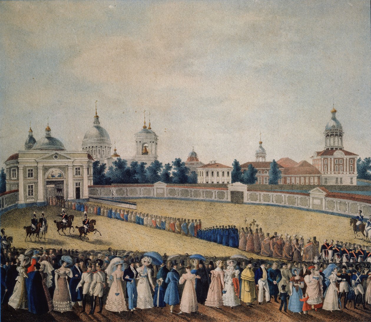 Návštěva cara Alexandra I. v klášteře Alexandra Něvského, 1821 od Russian Master