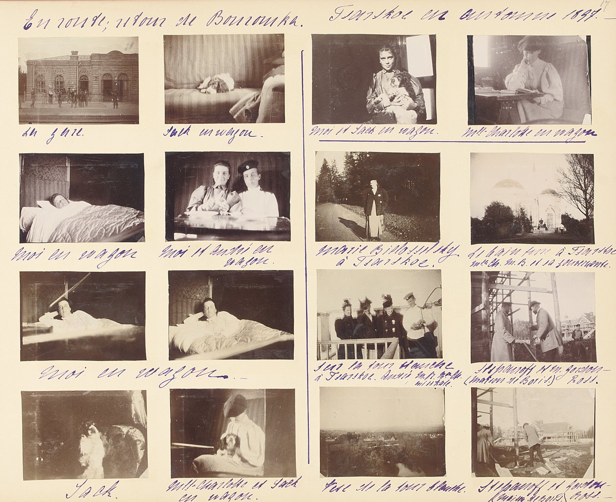 Ruská císařská rodina, stránka z alba fotografií, cca 1897-99 (černobílá fotografie) (viz také 487673-80) od Russian Photographer