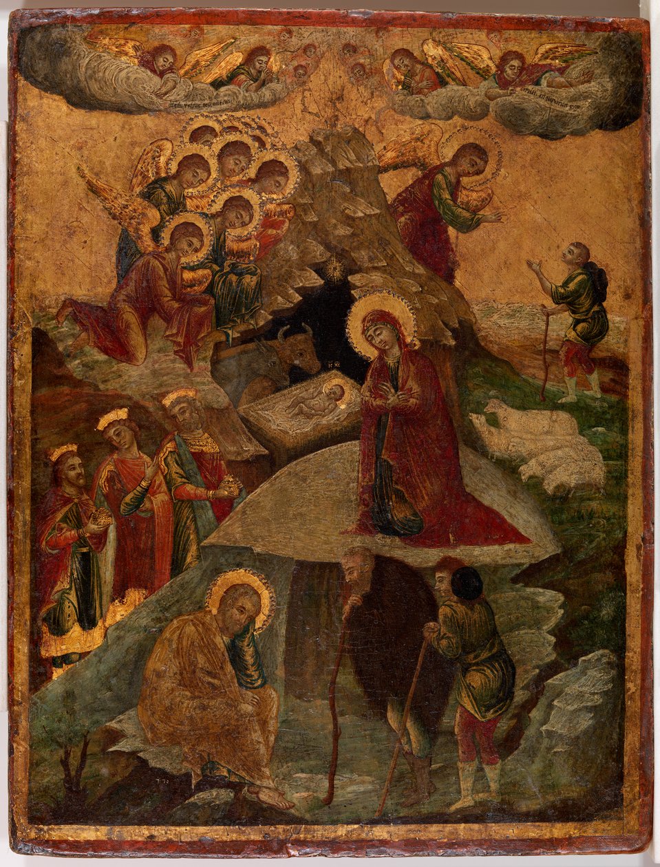 Klanění tří králů, 1500 (tempera a plátkové zlato na panelu) od Russian School