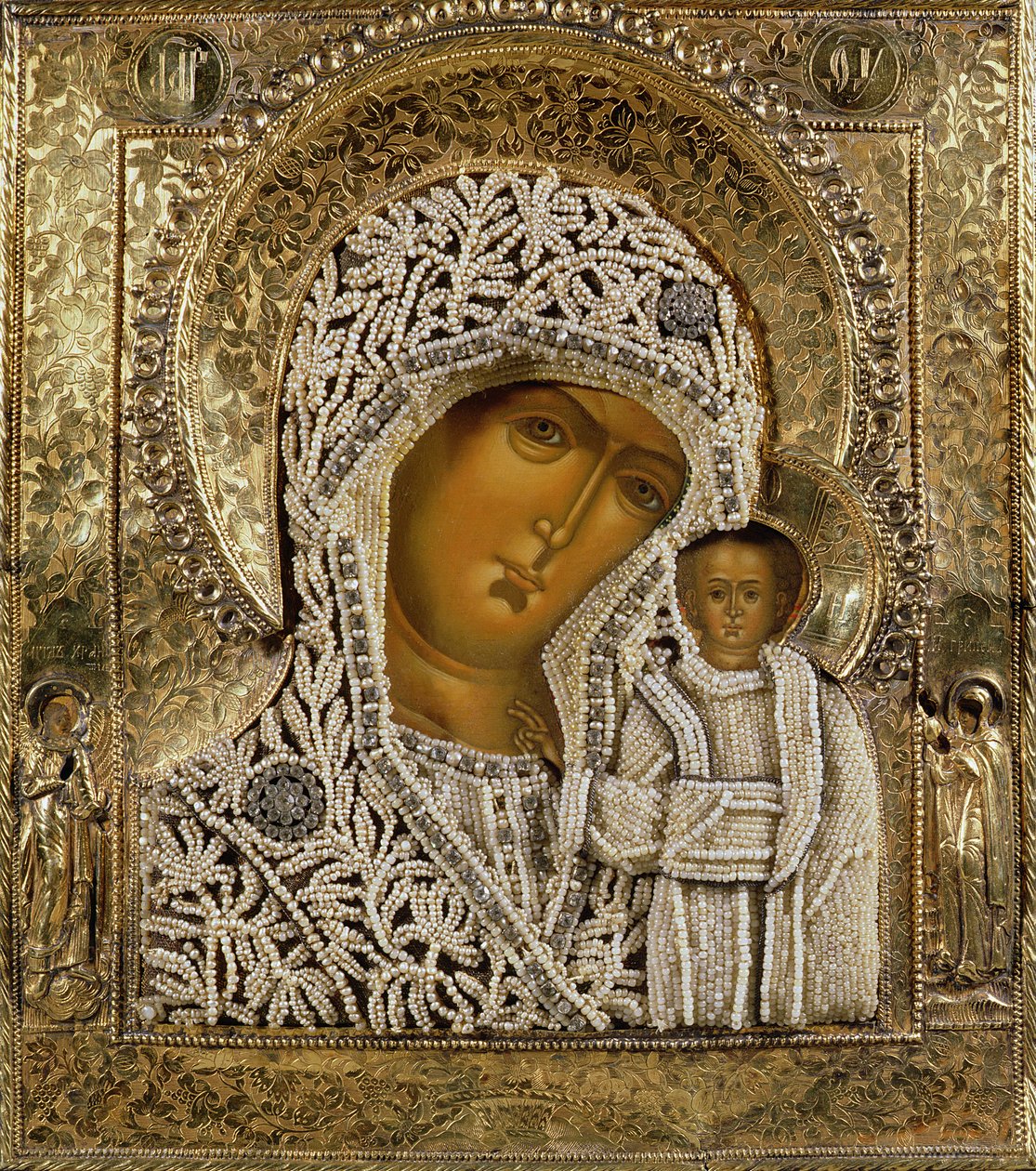Detail ikony zobrazující Pannu Marii Kazaňskou od Jegora Petrova, Moskva, 1788 od Russian School
