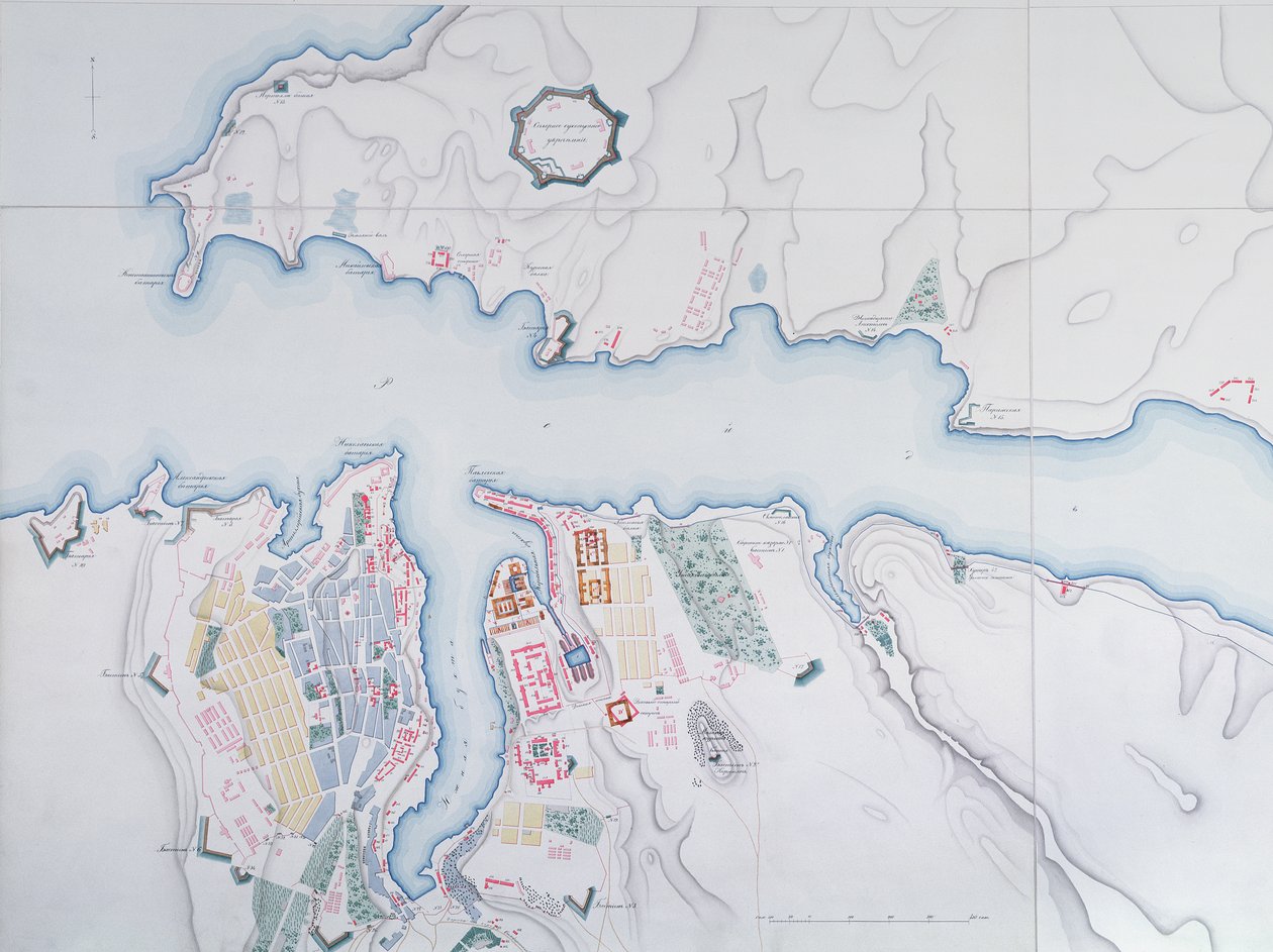 Mapa Sevastopolu, 1854 od Russian School